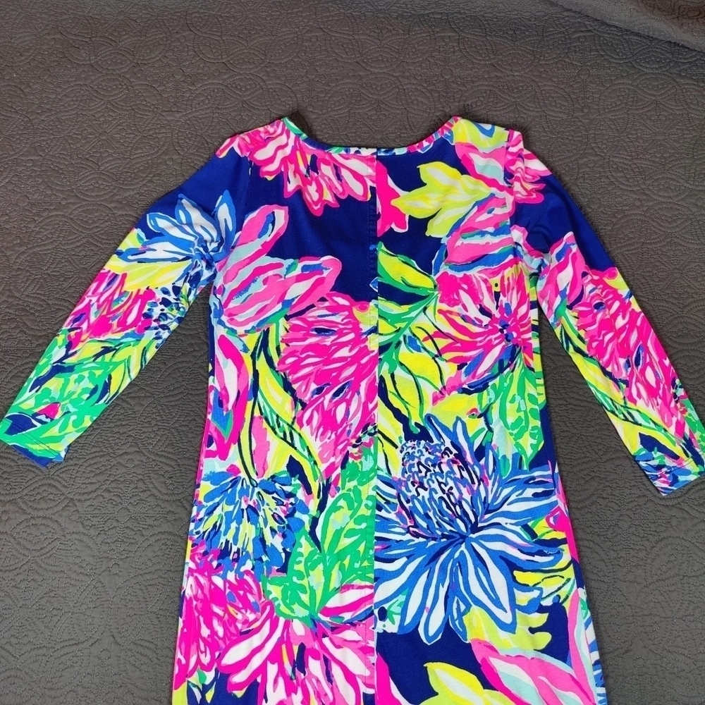 Lilly Pulitzer Kenzie Dress Resort Navy Travelers Palm Multicolor Women's Small - Picture 6 of 15
